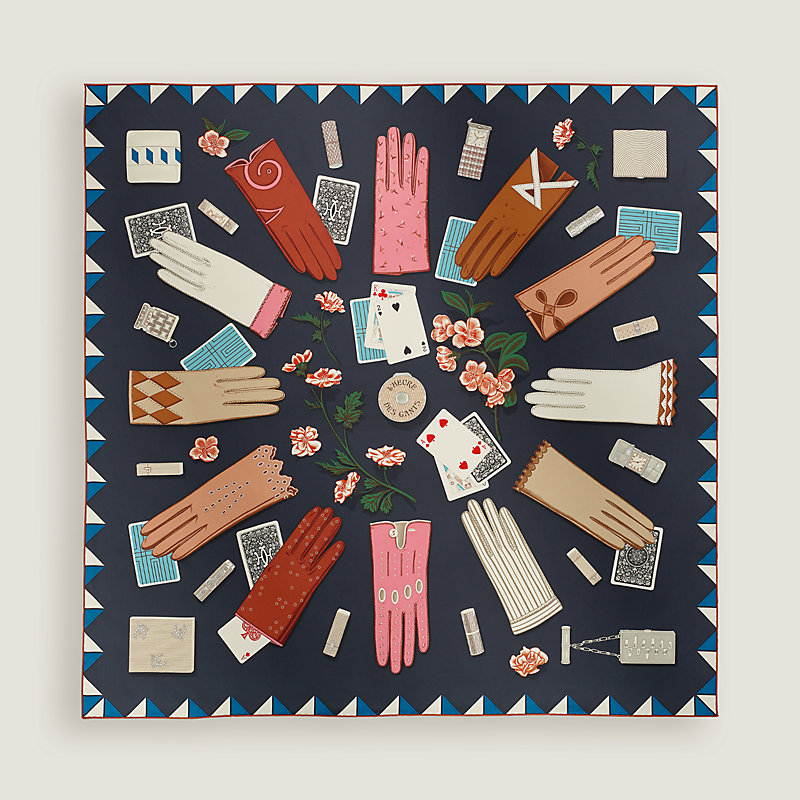 HERMES LES MAINS & PLEIN AIR セット Lenço 90 L'Heure des Gants - Azul | Hermès Brasil